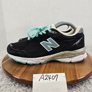 New Balance 990v3 Black Turquoise USA Casual Lifestyle Sneaker Womens 8 D Wide